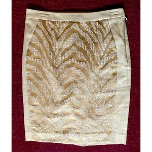 The Limited Metallic Gold Zebra Print Knee Length Pencil Skirt